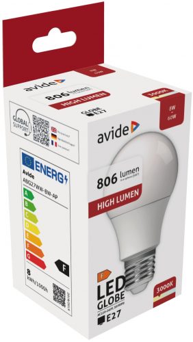 Avide led izzó  E27 8W melegfehér (284926)